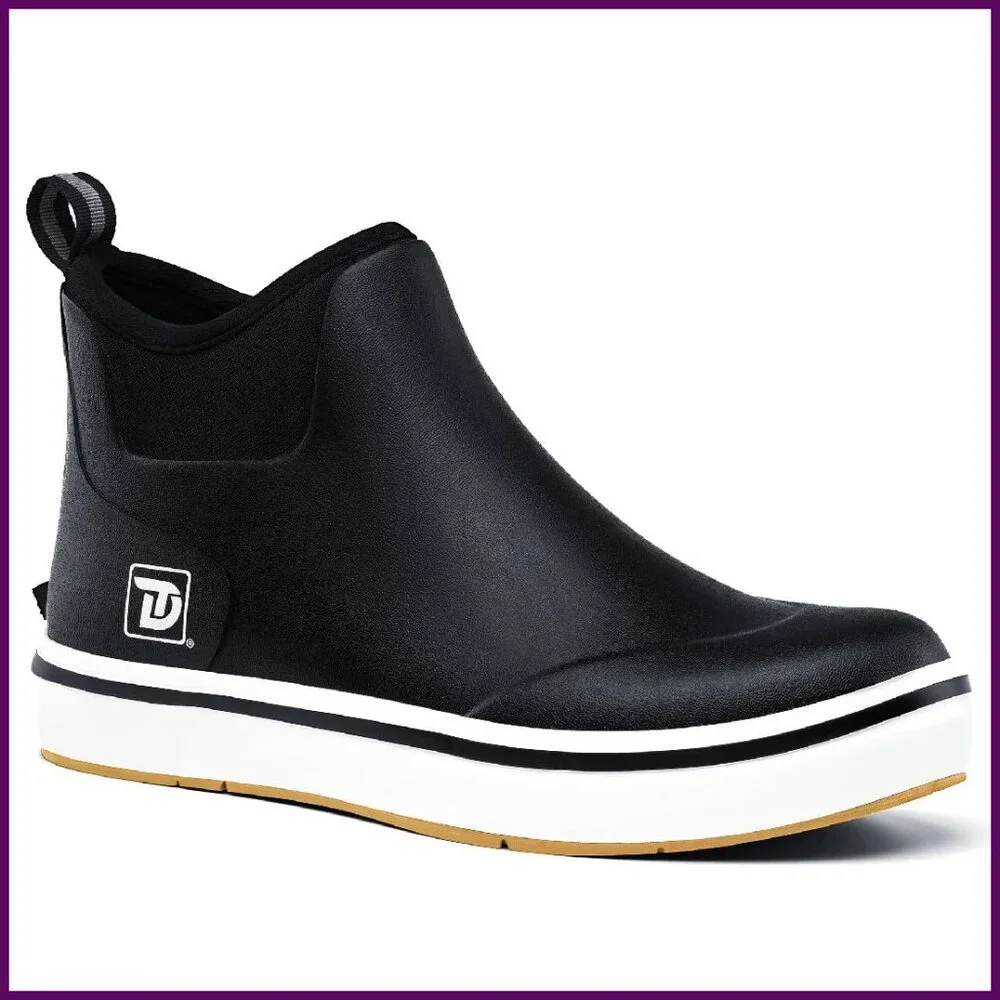 Waterproof Rubber Deck Boots Anti-Slip Ankle Fishing Boating Shoes Size 5-14